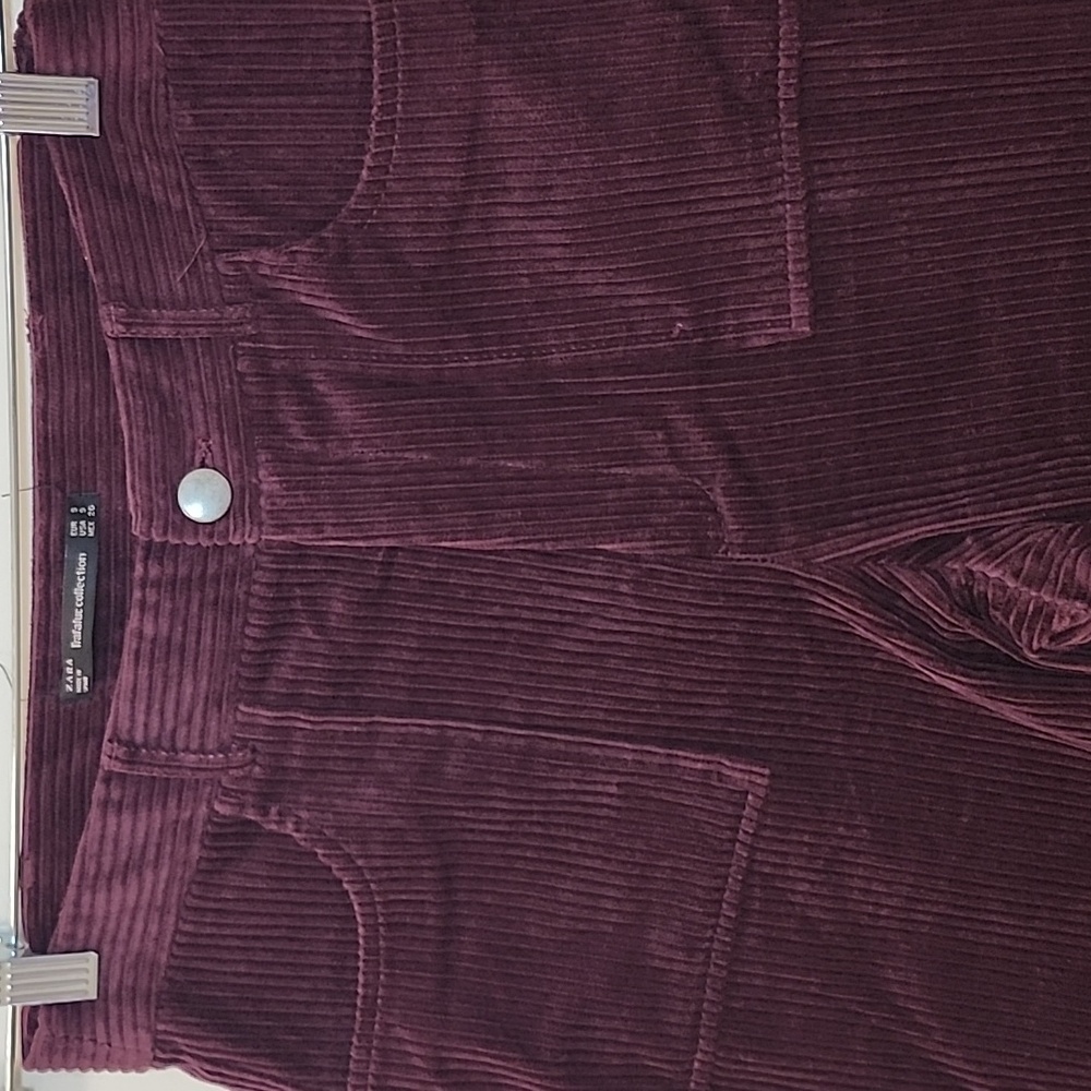 Zara Deep Purple Corduroy Straight Leg Pants Size Small - Picture 7 of 16
